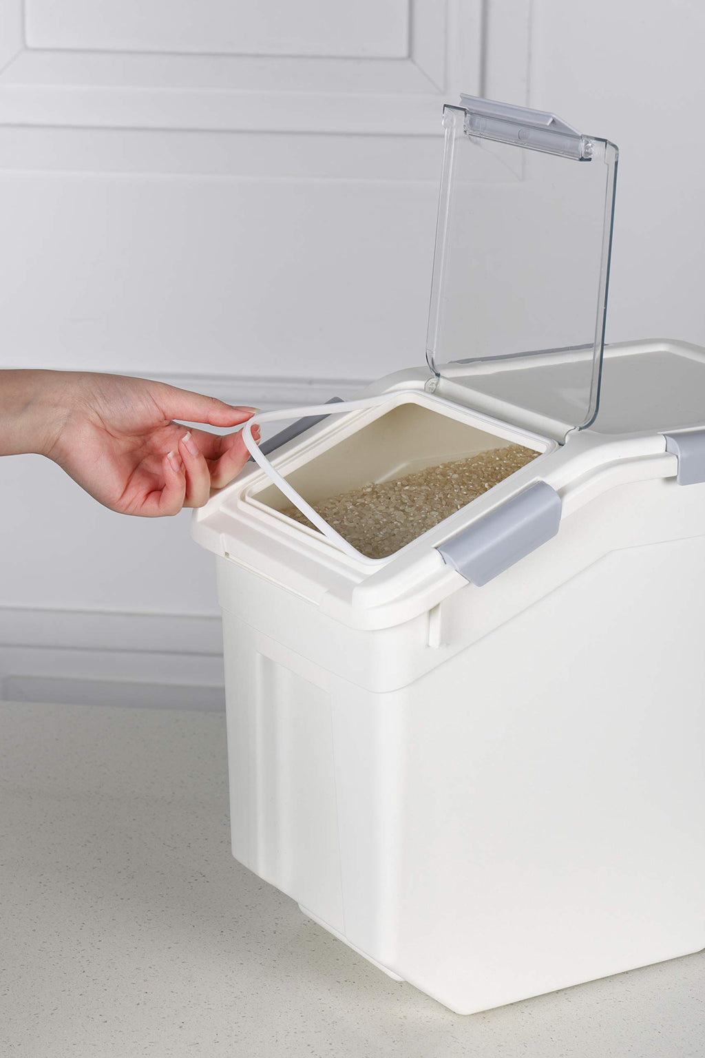 EonTone [2-Pack] 30 lbs Rice Storage Container, 15L Airtight Food Bin with Wheels for Flour, Pet Food
