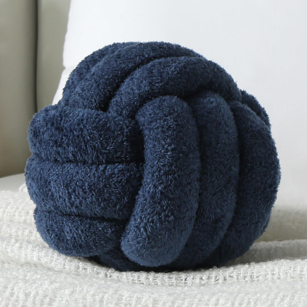 Onechionede Knot Pillow - Throw Pillows Room Décor Couch Pillow for Living Room Relieve Stress, Decorative Pillows Round Knot Cushion Pet Toy, Navy 8 Inch