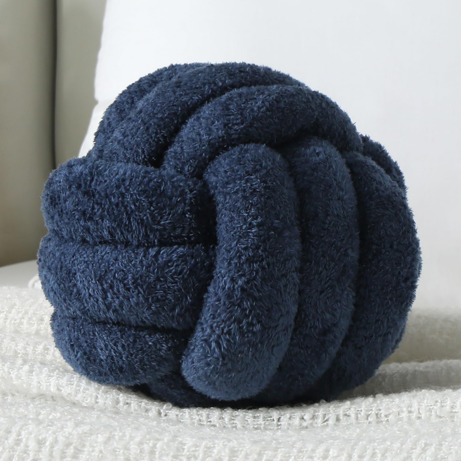 Onechionede Knot Pillow - Throw Pillows Room Décor Couch Pillow for Living Room Relieve Stress, Decorative Pillows Round Knot Cushion Pet Toy, Navy 8 Inch