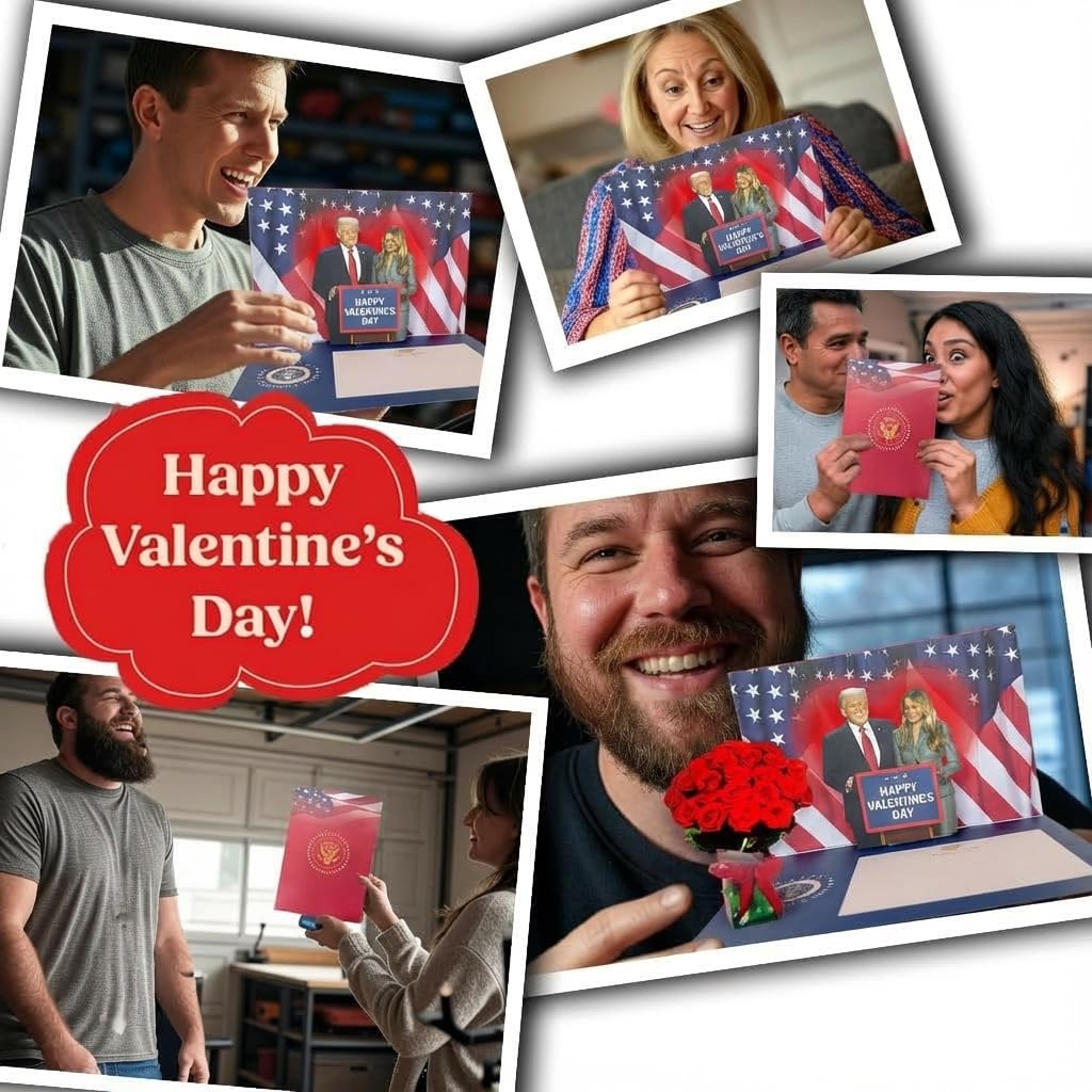 Trump Valentine’s Day Talking Pop Up Card with Light & Sound – Presidential Message with Donald Trump’s Real Voice, Funny Valentines Day Card for Him & Her, Gag Gift for Men & Women (Melania)