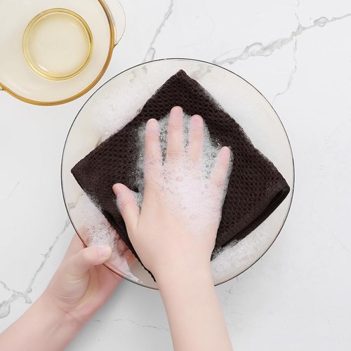 Homaxy Kitchen Dish Cloths - 100% Cotton Waffle Weave, Ultra Soft & Absorbent, 12 x 12 Inches, 8-Pack, Dark Brown
