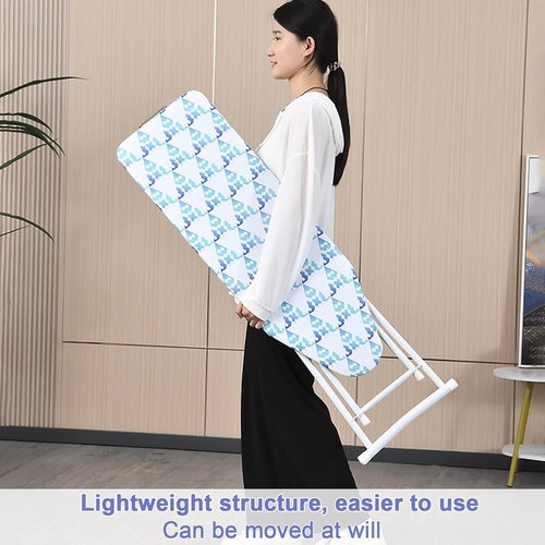 Ironing Board Full Size, 42" Compact Heavy Duty Ironing Board Foldable Household Iron Boards Space Saving Iron Boards with Heat-Resistant Cover Anti-Slip Feet Height Adjustable Ironstand (Blue 42'')
