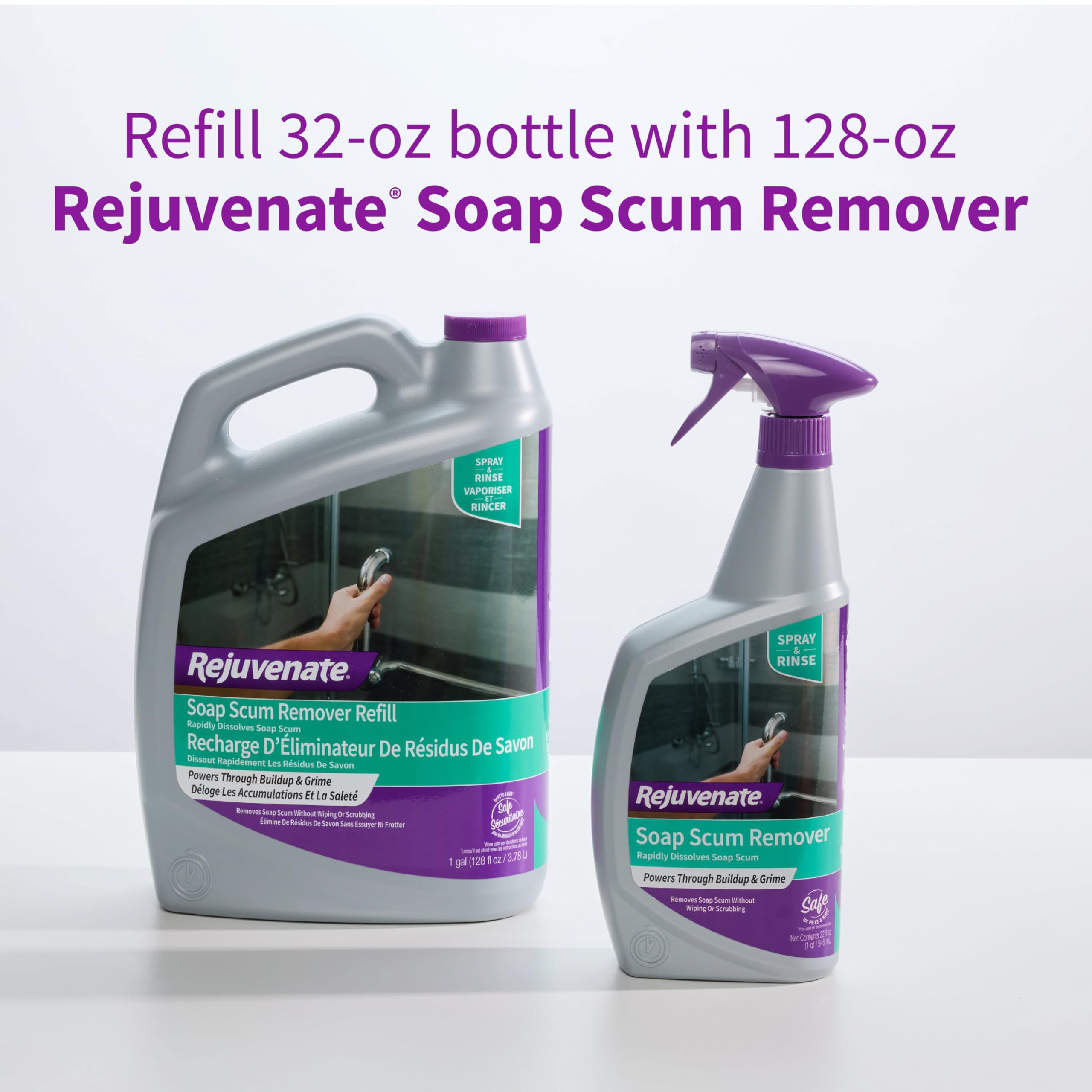 Rejuvenate Soap Scum Remover Refill Easily Dissolves Soap Scum Without Scrubbing, 1 Gallon