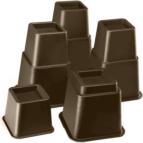 HOME IT Adjustable Bed Risers - Heavy-Duty Furniture Elevation - 3, 5, or 8 Inch Set of 4 (Brown)
