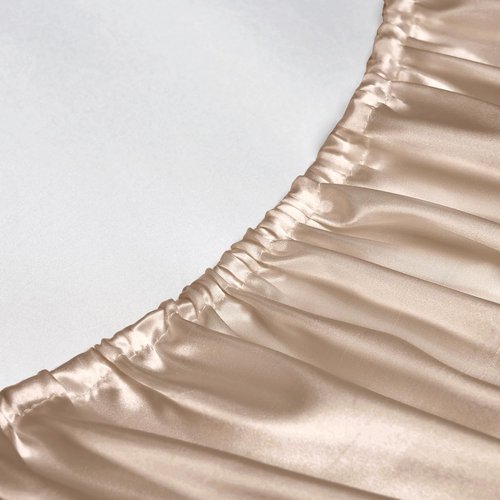 GOLAL Satin Sheets Queen Size - 4 Pieces Luxury Silky Soft Bed Sheets, Wrinkle-Free Champagne Satin Silk Sheet Set with 1 Deep Pocket Fitted Sheet, 1 Flat Sheet, 2 Pillow Cases