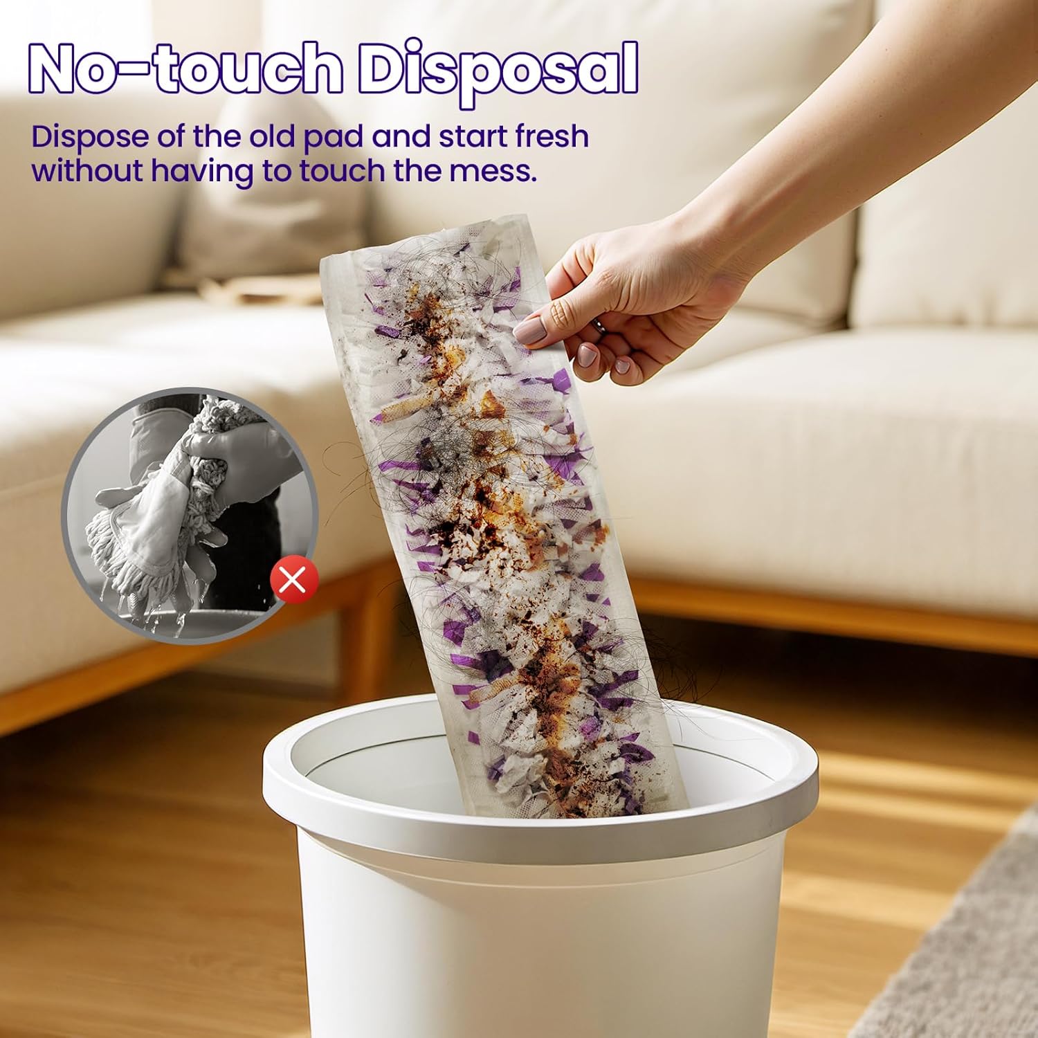 Skiennix Power Mop Refills - 24 Count Disposable Pads for Quick, Absorbent Multi-Surface Cleaning
