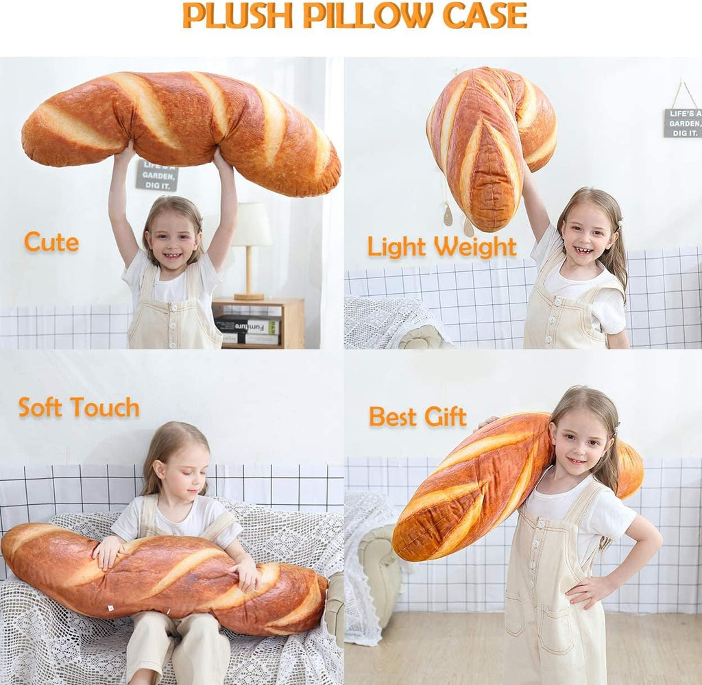 Wepop 40-Inch 3D Simulation Bread Shape Pillow - Soft Baguette Lumbar Cushion | Funny Plush Toy