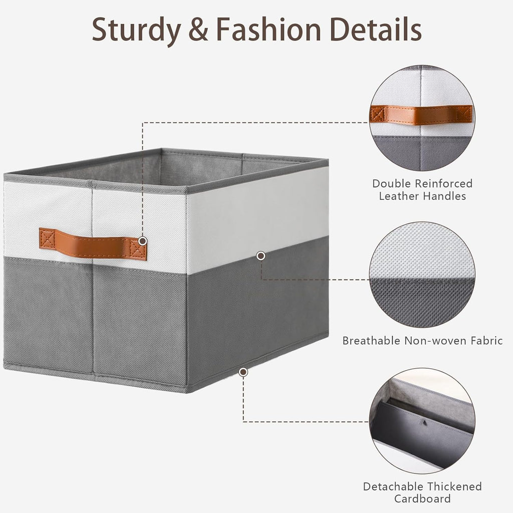 Skiennix Large Storage Bins - Collapsible Fabric Organizers with Handles | 6 Pack for Clothes & Blankets