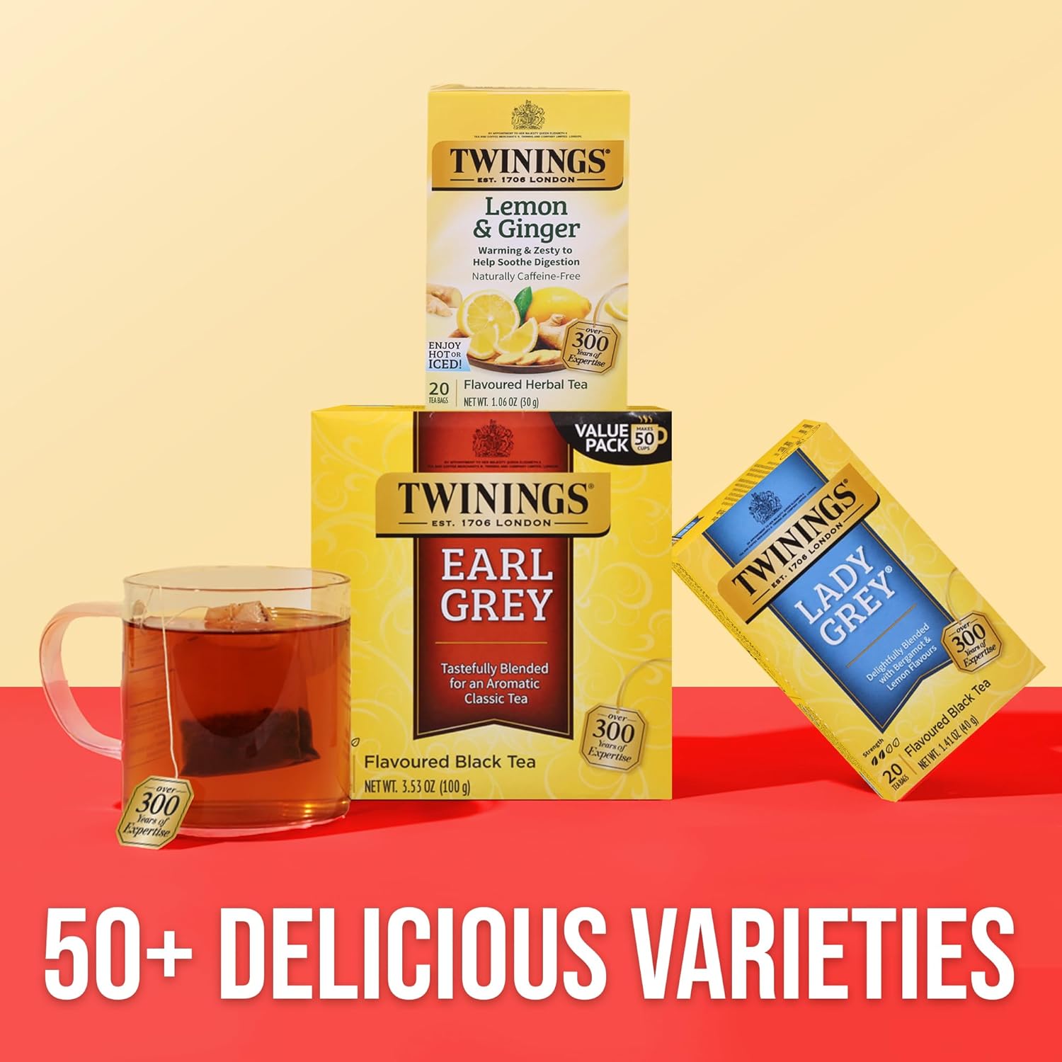 Twinings Earl Grey Black Tea - Citrus & Bergamot Flavor, 50 Individually Wrapped Bags, 6 Packs