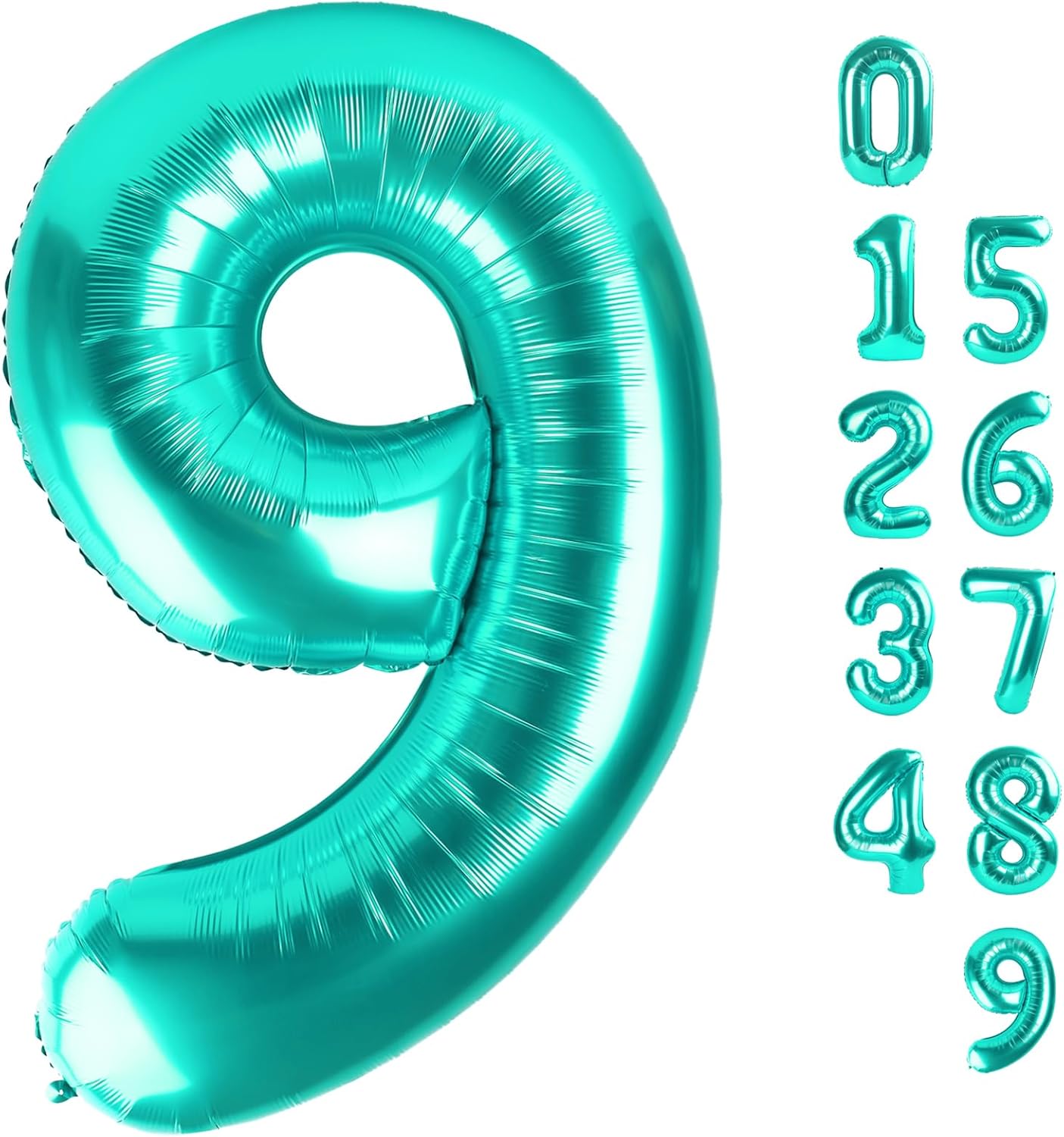 40 Inch Blue-Green Number 9 Balloon - Perfect for Birthday Parties, Engagements & Graduations
