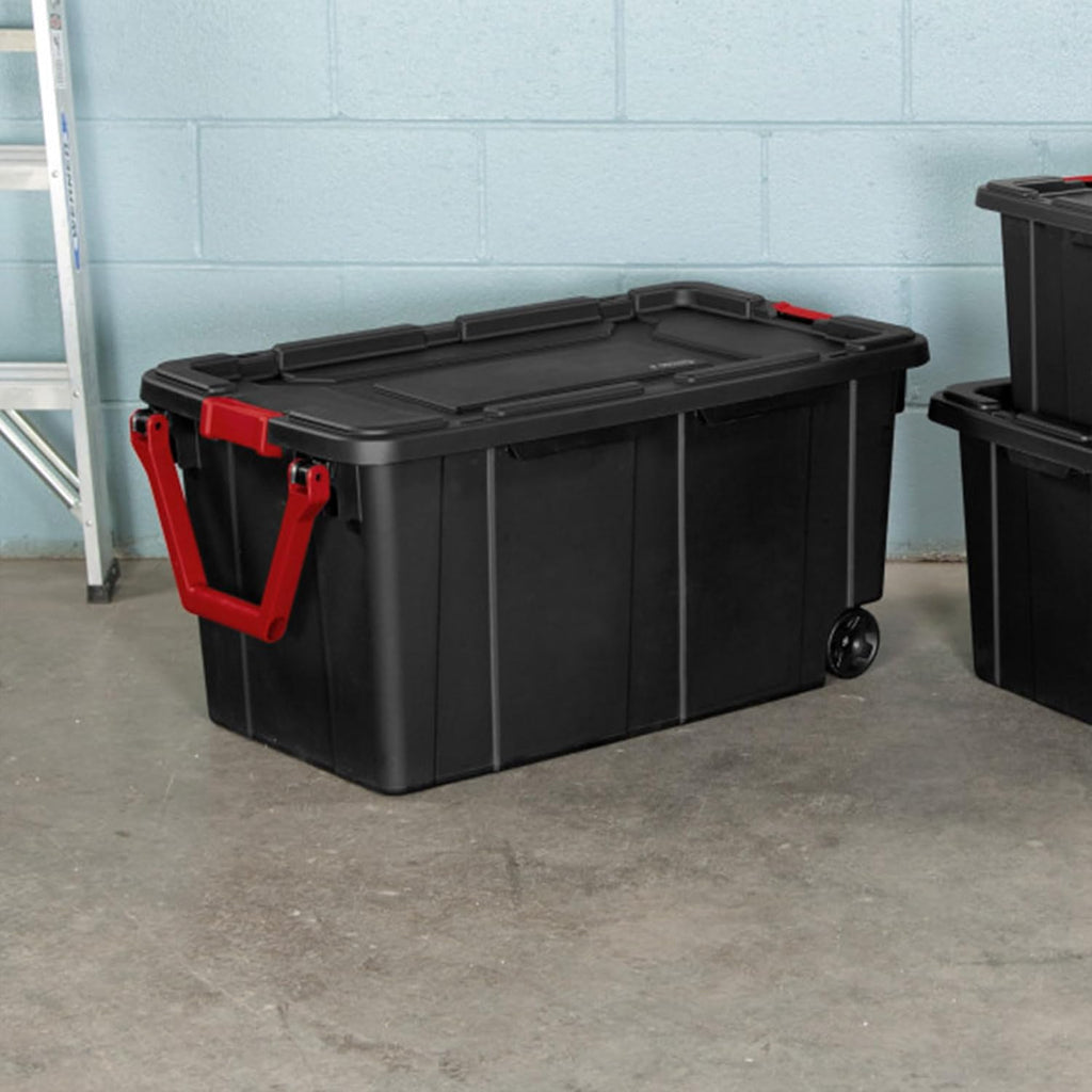 Sterilite Wheeled Tote - Durable 40 Gallon Storage Container in Black | Perfect for Organizing