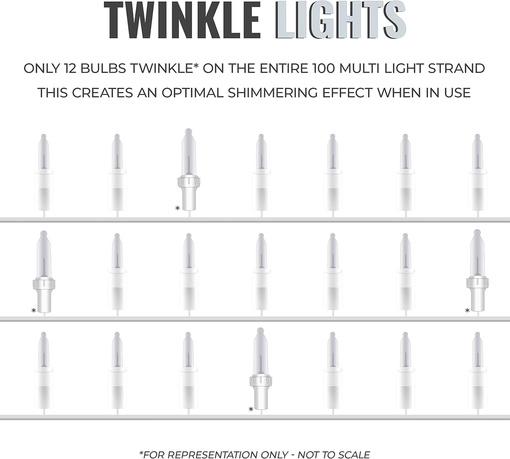 612 Vermont 100 Clear Christmas Twinkle Lights - Indoor/Outdoor Use, Connect Up to 4 Sets, 20.6' Lighted Length