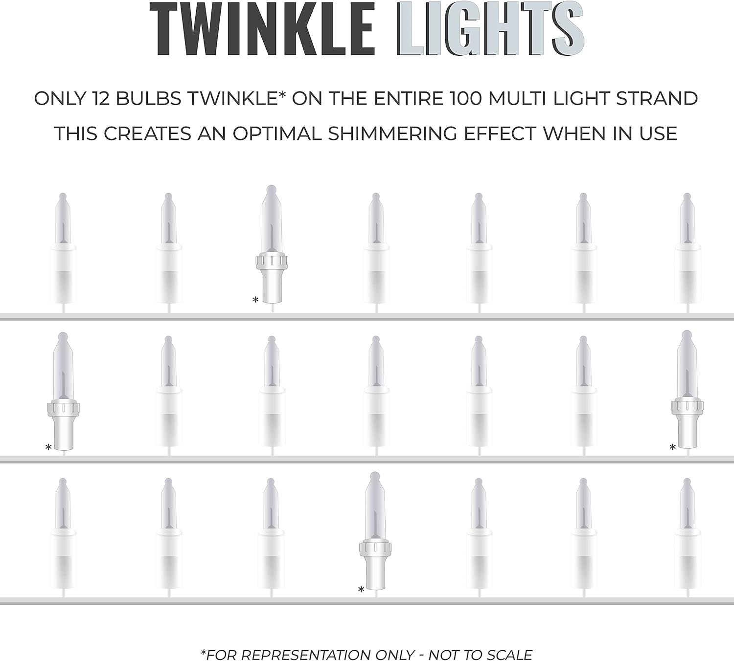 612 Vermont 100 Clear Christmas Twinkle Lights - Indoor/Outdoor Use, Connect Up to 4 Sets, 20.6' Lighted Length