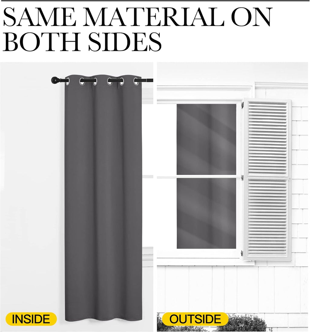 NICETOWN Grey Blackout Curtain Panels - Thermal Insulated Grommet Top Drapes | 2 Panels, 42"W x 78"L