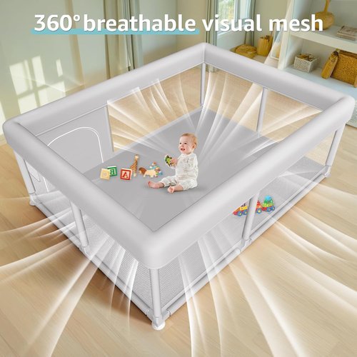 Hiaksedt Large Baby Playpen - Sturdy Safety Play Yard for Indoor & Outdoor Use | 65x50 Inch with Zipper Gate