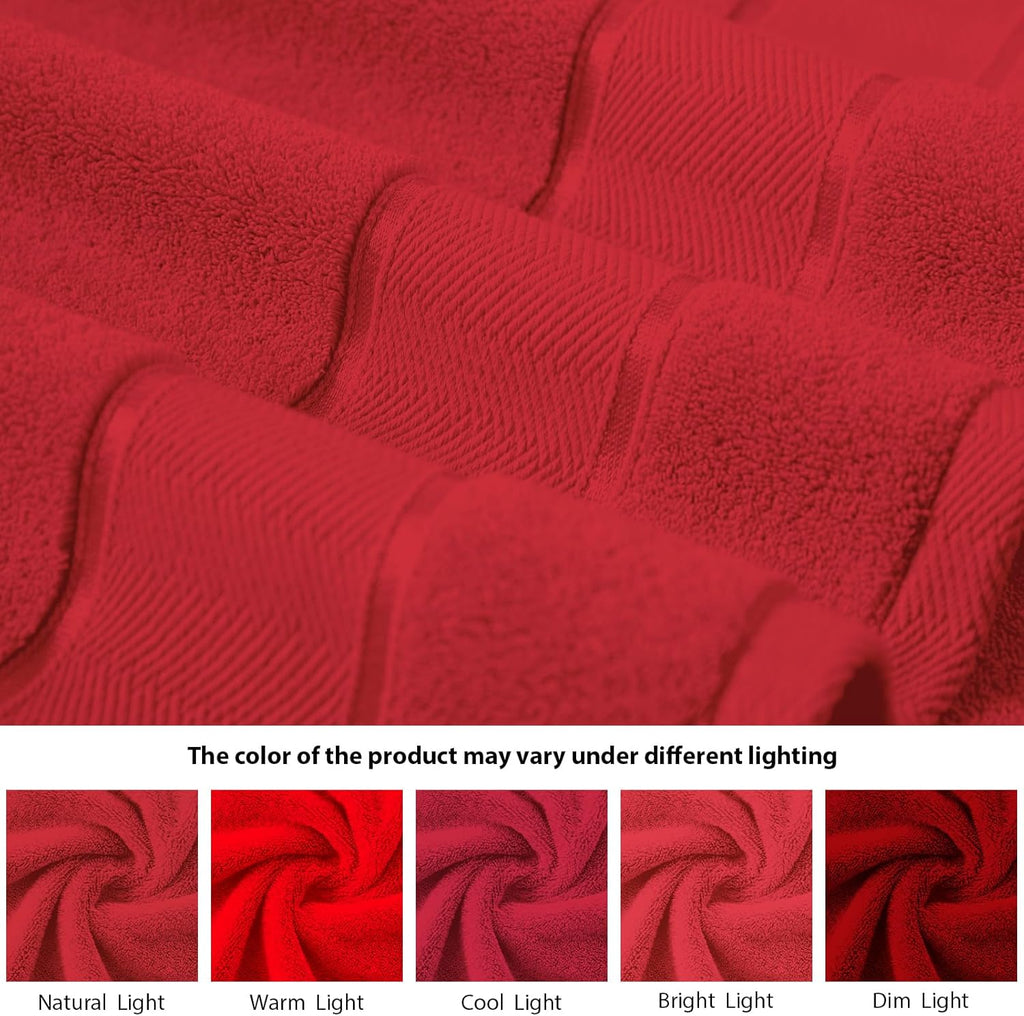Marvione 6-Piece Bath Towels Set - 100% Turkish Cotton, Highly Absorbent & Soft | Red