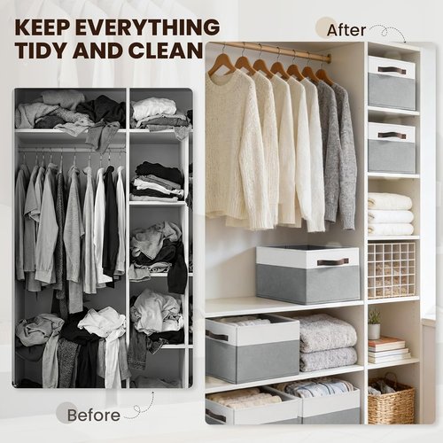 Criusia Closet Organizers - 6 Pack Storage Bins with Handles for Bedroom & Nursery Organization