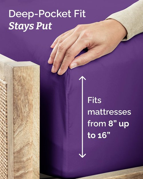 Comfy Twin XL Sheet Set by [Brand Name] - Breathable Cooling Bedding | Ultra-Soft, Deep Pockets, Wrinkle-Free - Purple