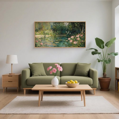 FWIEXA Monet Floral Framed Canvas Wall Art Set - Impressionist Botanical Garden Decor | 20x40 Inches