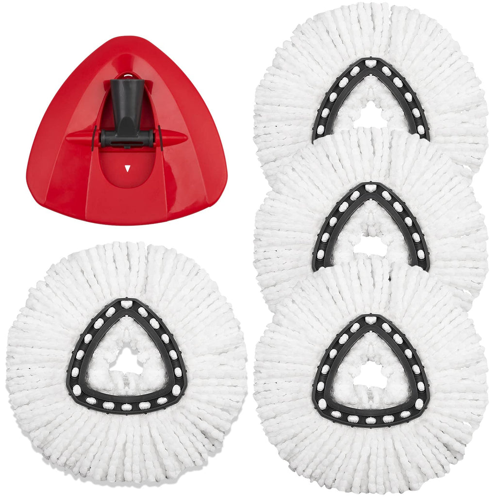 4 Pack Mop Replacement Heads Compatible with Ocedar Mops Replace Head EasyWring Spin Mop Heads Replacements - Includes 1 Rotating Mops Base, Microfiber Mop Refills, Easy Cleaning