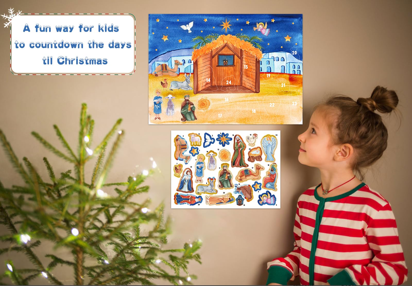 WhatSign Nativity Sticker Advent Calendar for Kids - 2025 Christmas Christian Religious Countdown Calendar Nativity Advent Calendar for Kids Children Boys Girls