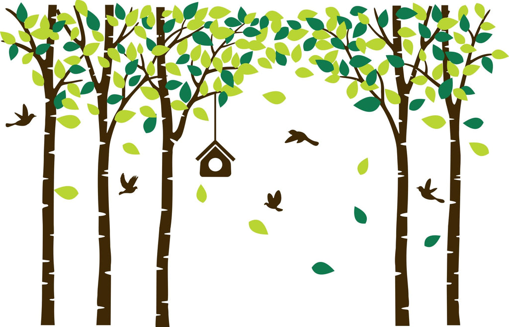 Giant Jungle Tree Wall Decals Birch Tree Wall Decals Forest Wall Stickers for Kids Room Bedroom Living Room Nursery Removable Vinyl Sticker Mural Art Decoration (Brown)