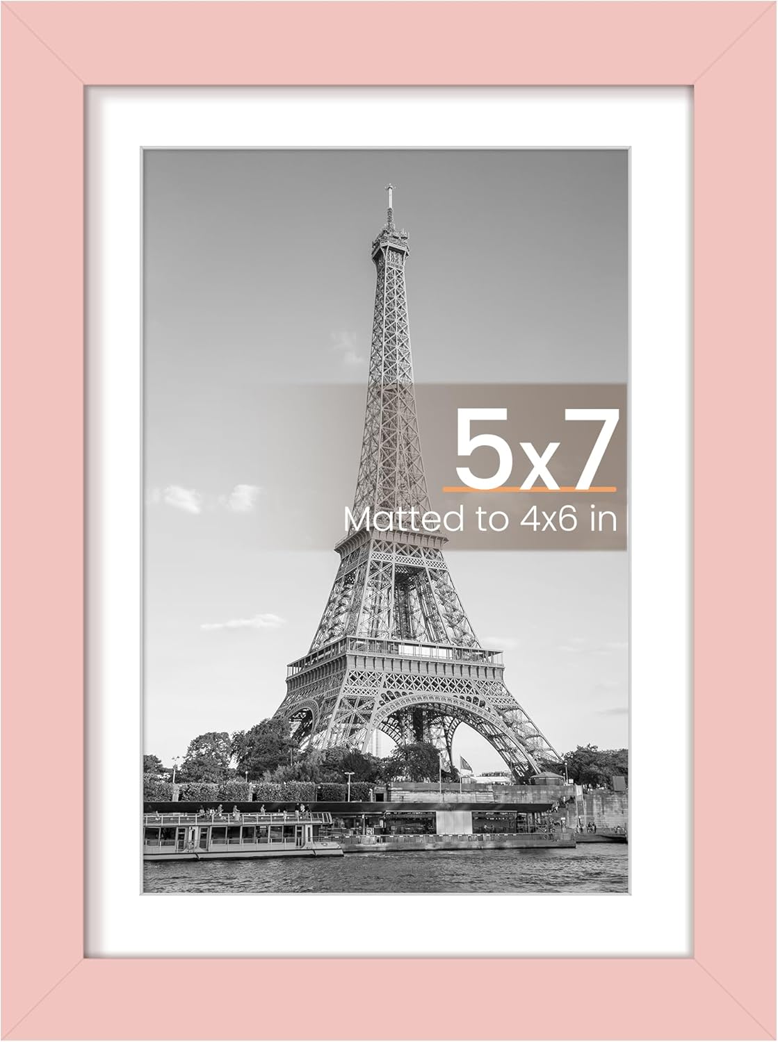 Upsimples 5x7 Picture Frame - Display 4x6 Photos with Mat or 5x7 Without | Pink, 1 Pack
