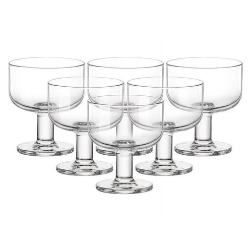 Bormioli Rocco Hosteria Set Of 6 Stackable Dessert Cups, 8 Oz. Clear Tempered Glass, Made In Italy.