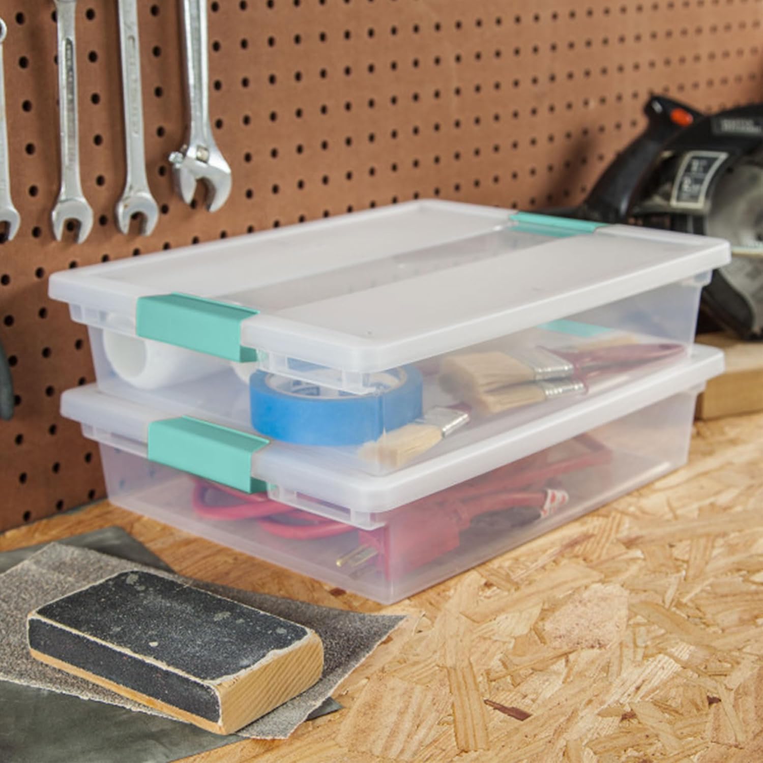 Sterilite 6-Pack Clip Box | Stackable Clear Plastic Bins with Latching Lids - Ideal for Arts, Crafts & Office Organization