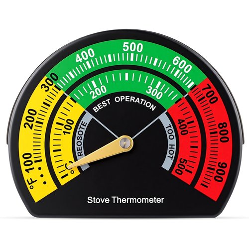 Frienda 1 Pcs 3.35 inch Large Dial Wood Stove Thermometer Magnetic Gas Oven Temperature Gauge Fire Stove Pipe Thermometer for Wood Burning Top Gas Pellet Fireplace Flue Avoiding Overheat Destroyed