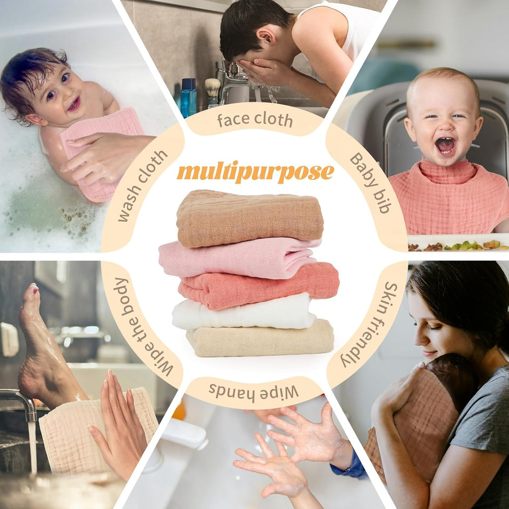 MIGIOL Muslin Burp Cloths - 100% Cotton, Soft & Absorbent Baby Burp Cloths | 10x20 Inches for Boys & Girls