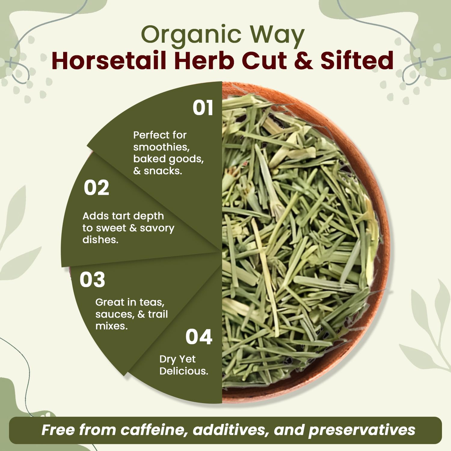 Organic Way Horsetail Herb Cut & Sifted (Equisetum arvense) - Herbal Tea | European Wild-Harvest | Kosher & USDA Certified | Vegan, Non-GMO & Gluten Free | 100% Raw from Albania (1LBS / 16Oz.)