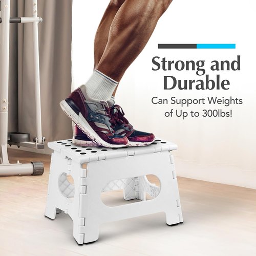 Handy Laundry Folding Step Stool - Lightweight & Sturdy for Adults and Kids | Easy One-Flip Design - White, 9 Inch