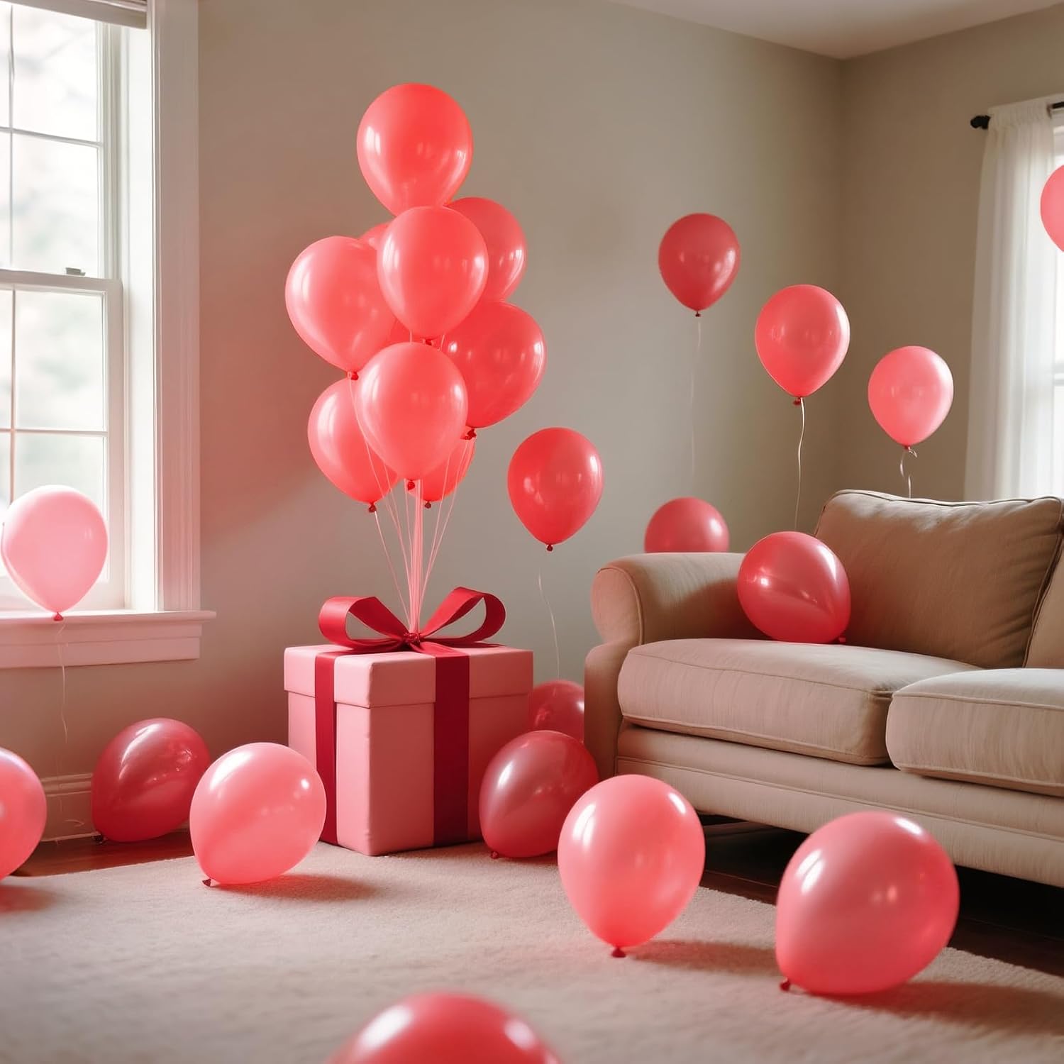 Pastel Red Latex Balloons by [Brand Name] - 110pcs 12-Inch Balloons for Birthday Parties & Baby Showers