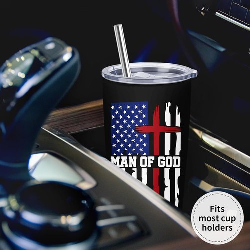 Christian Gifts for Men - Inspirational 20oz Coffee Tumbler | Bible Verse Design for Fathers Day & Birthdays