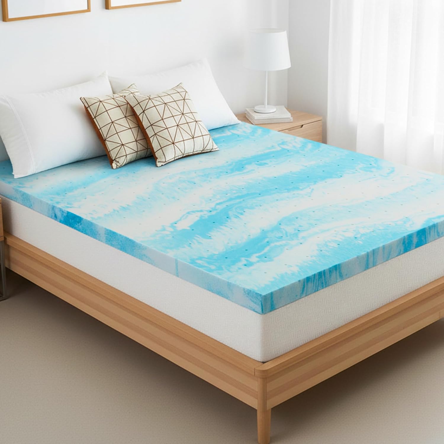 Skiennix Memory Foam Mattress Topper - 3 Inch Gel Infused Pressure Relief Pad for Twin Beds