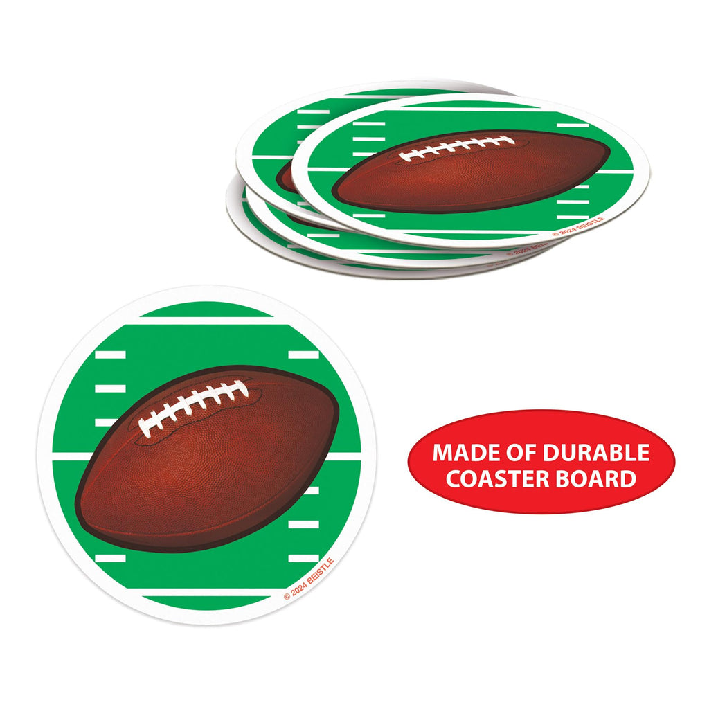 Beistle Football Coasters, Set of 24, Tableware for Game Day Parties, and Tailgating, Drink and Beverage Protectors for Sports-Themed Events