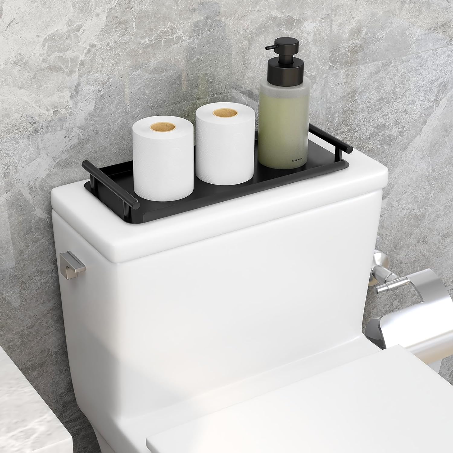 Stainless Steel Toilet Paper Basket by [Brand Name] - Stylish Organizer with Handle for Bathroom & Kitchen (Black)