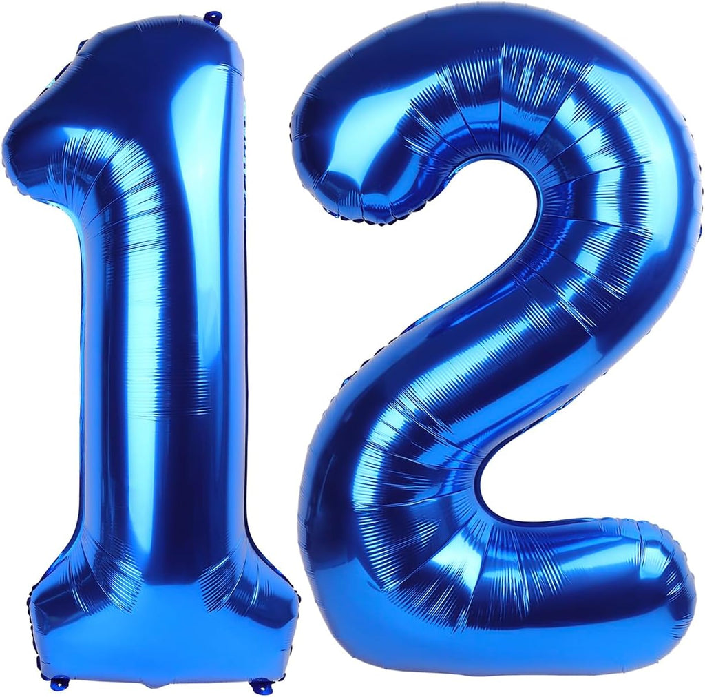 Number 12 Balloon by [Brand Name] - 40-Inch Navy Blue Birthday Decoration for 12th Year Celebration