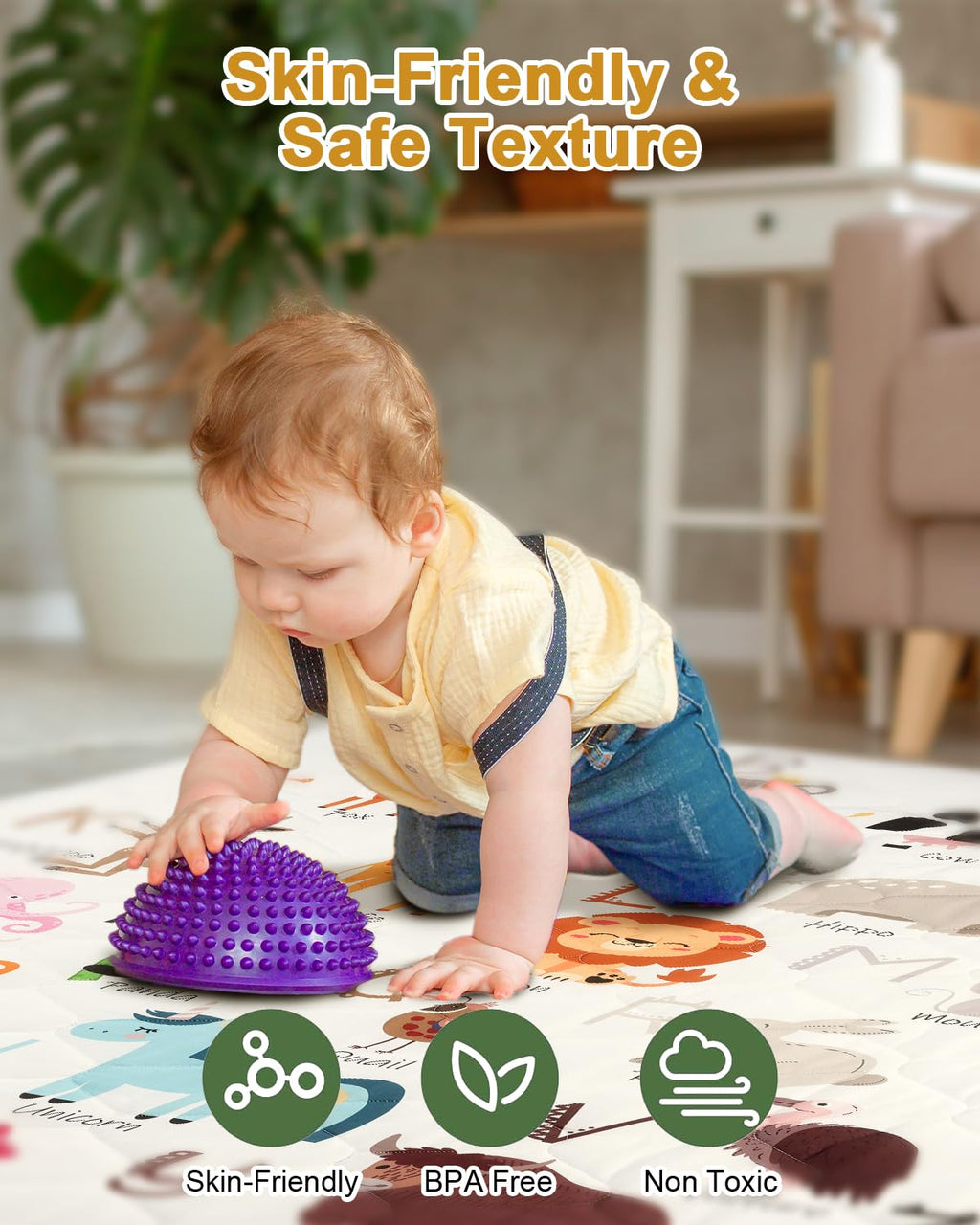 TINYHARBO Premium Foam Baby Play Mat - Extra Thick, Non-Slip & Machine Washable | 50" x 50" for Infants & Toddlers