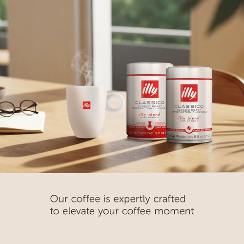 Illy Classico Whole Bean Coffee - Medium Roast With Caramel & Jasmine Notes | 100% Arabica, 8.8 Oz