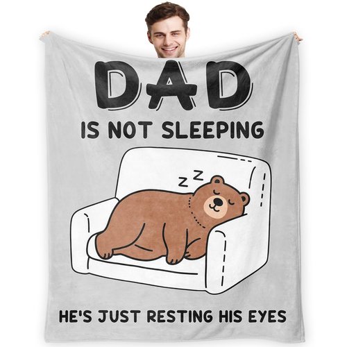 CosxHabitat Funny Bear Dad Blanket, Dad Gifts from Daughter Son Kids, Father Gifts for Birthday Christmas Throw Blankets for Sofa Couch Bedroom Living Room Home Decor, 50x60 Inches