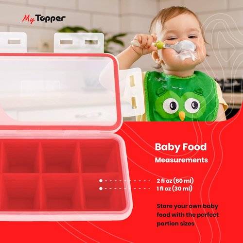 IceTopper XL Ice Cube Tray - Easy Release Silicone Molds with Lids, 8 Large Cubes, Stackable, BPA Free (2 Pack)