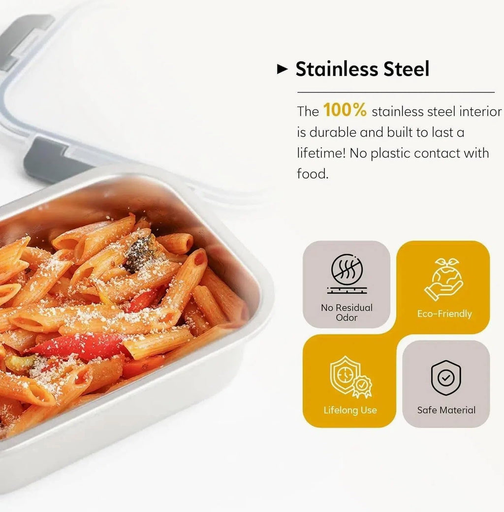 Cuiselect 8 PCS Stainless Steel Lunch Box, 4-Size (58/41 /24 /14Oz) Stackable Metal Bento Boxes BPA Free Dishwasher Safe, Food Storage Containe, Leakproof Reusable Meal Storage for Work,Travel (Gray)