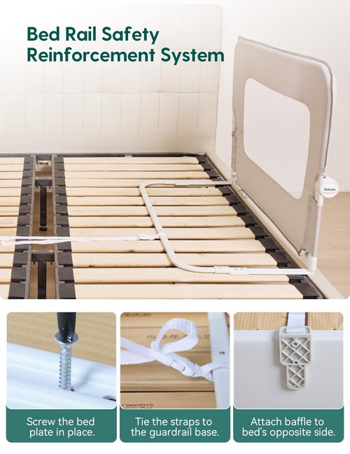 BABELIO Bed Rail for Toddlers, 59" Wide Swing Down & Adjustable Height Toddler Bed Rails for Kids/Elderly/Adults, Baby Side Railing for Twin/Full/Queen/King Size