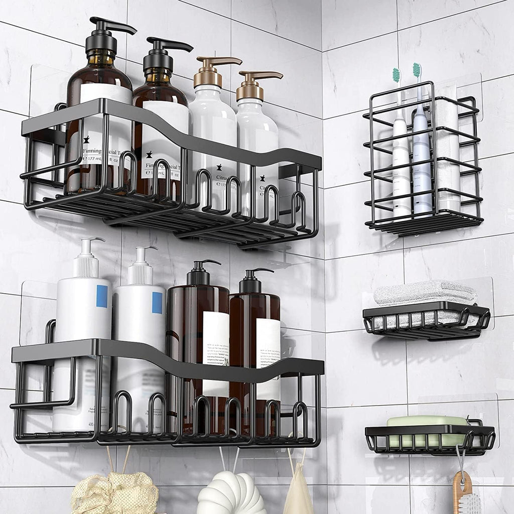 Skiennix 14PCS Shower Caddy Adhesive Replacement - Heavy-Duty No-Drill Organizer Strips for Bathroom