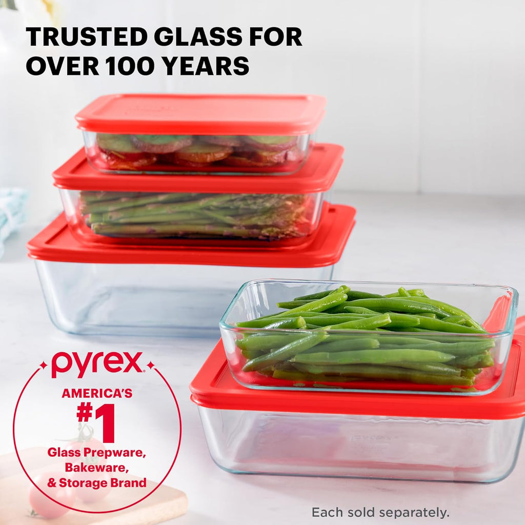 Pyrex Simply Store Glass Food Storage Container - 11 Cup | BPA-Free Lids, Freezer & Microwave Safe