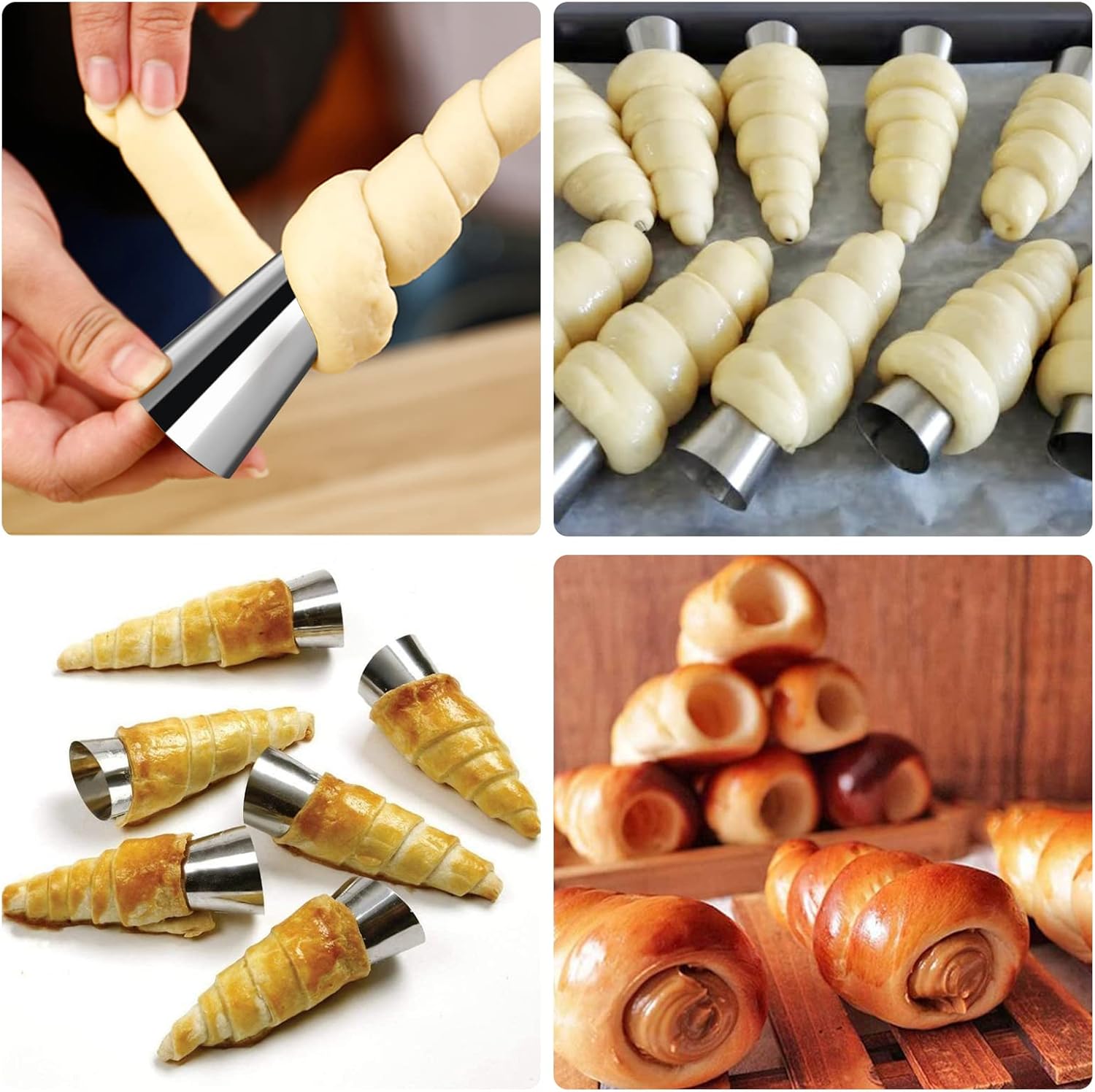 Tinfol 20 Pack Cream Horn Molds - 4.7 Inch Stainless Steel Baking Cones for Cannoli & Ice Cream