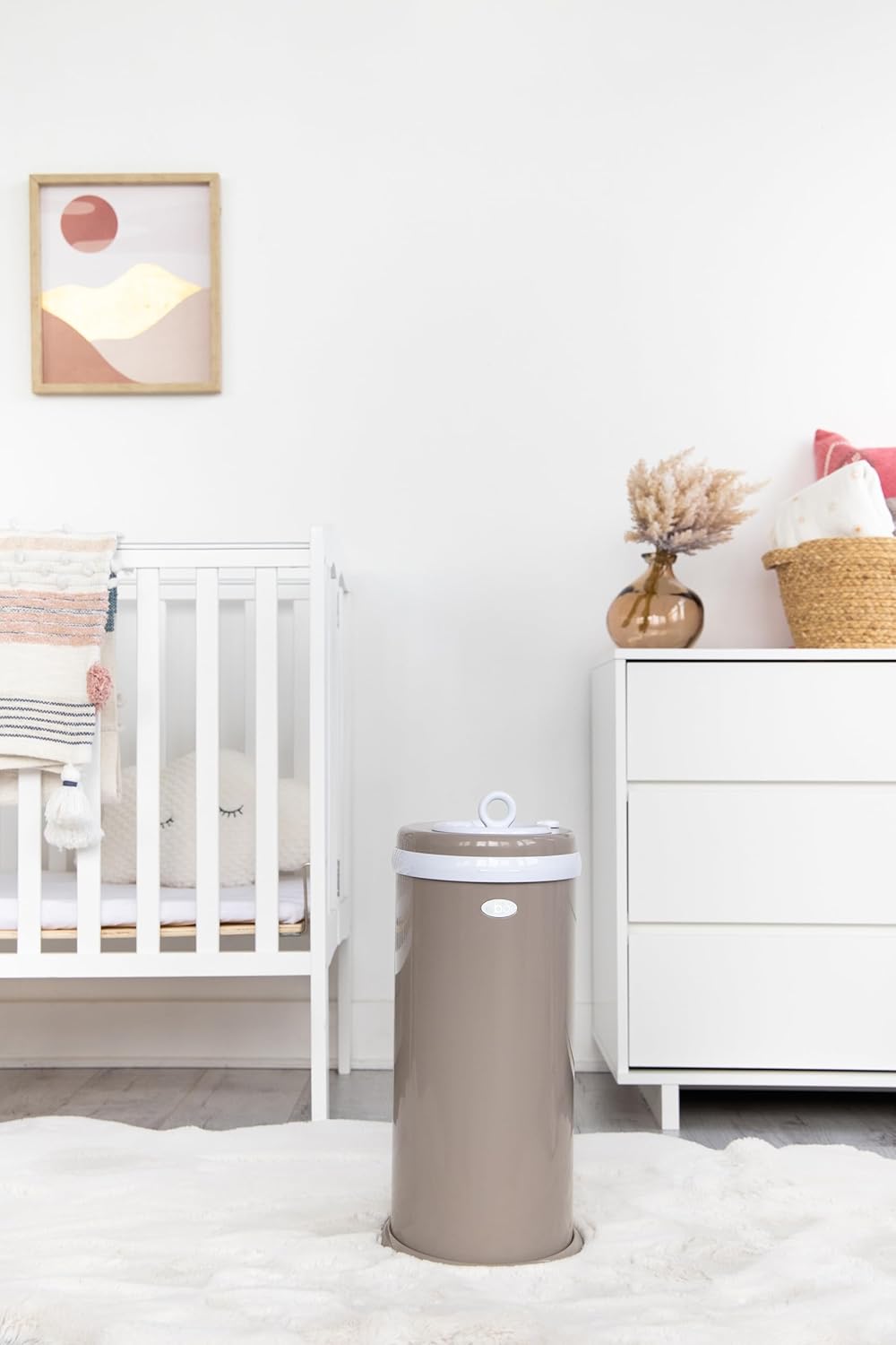 Ubbi Stainless Steel Diaper Pail - Odor Locking Design | No Special Bag Required, Taupe Finish