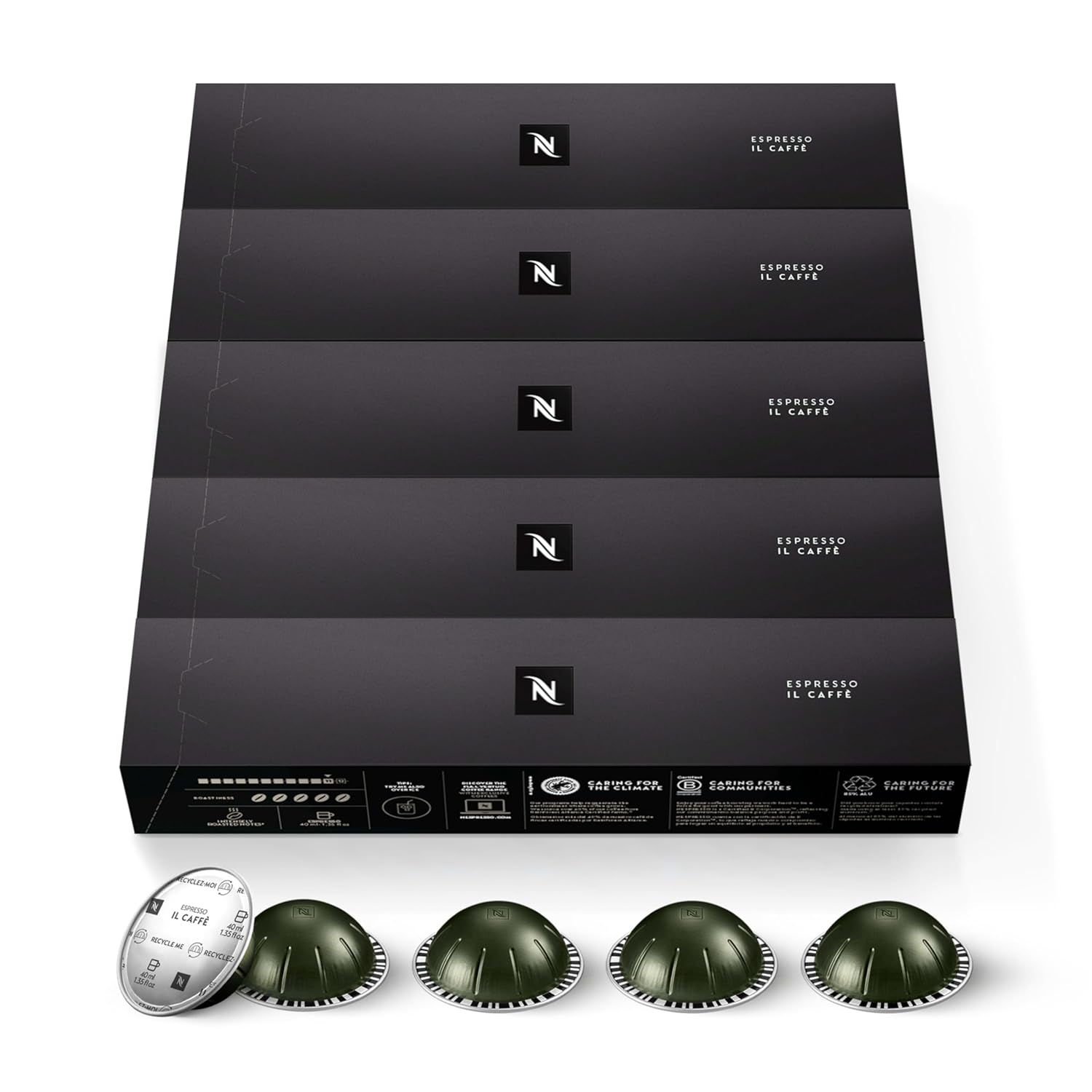 Nespresso Vertuo Espresso Capsules - Il Caffe Flavor, 50-Count Pods for 1.35 oz Brews